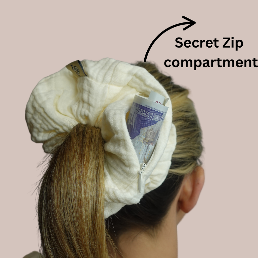 Cream XL Safety Zip Scrunchie