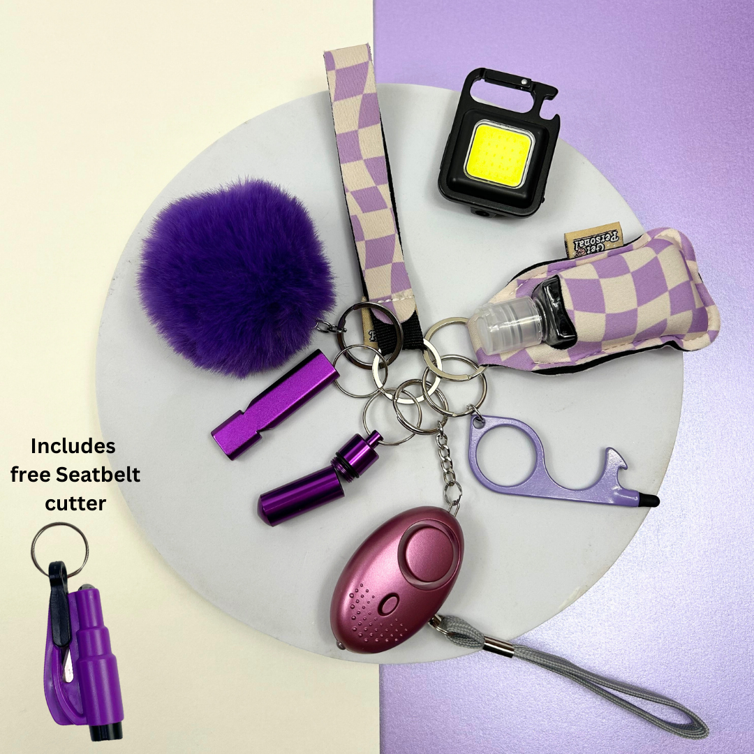 Groovy Check All Glam 10 piece UK Legal Safety Keychain Set