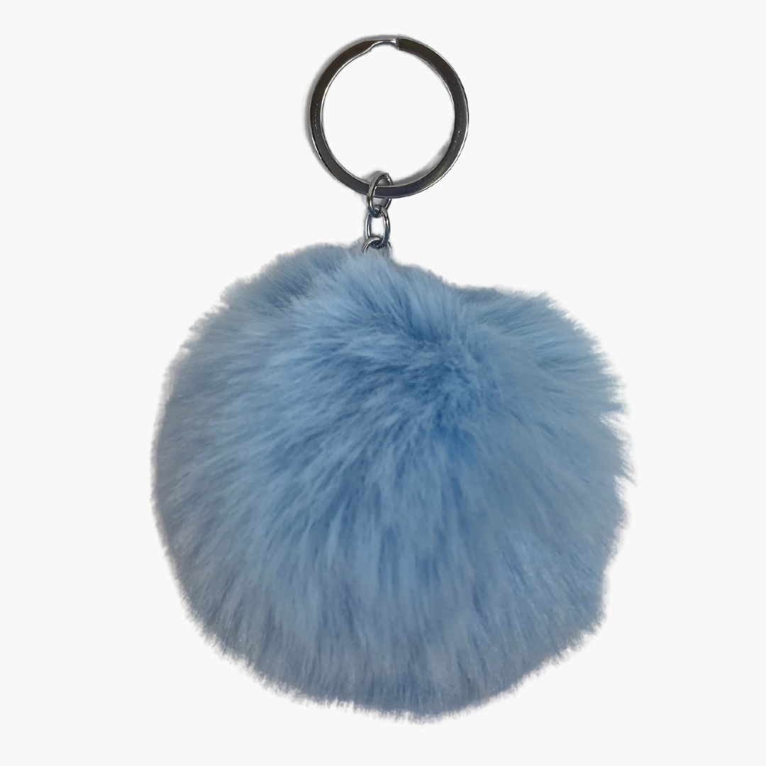 Self-defense safety keychain wristlet black turquoise blue pom pom