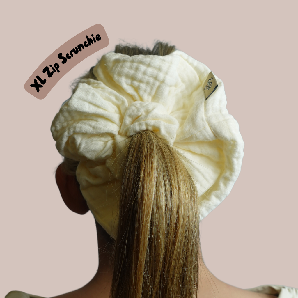 Cream XL Safety Zip Scrunchie