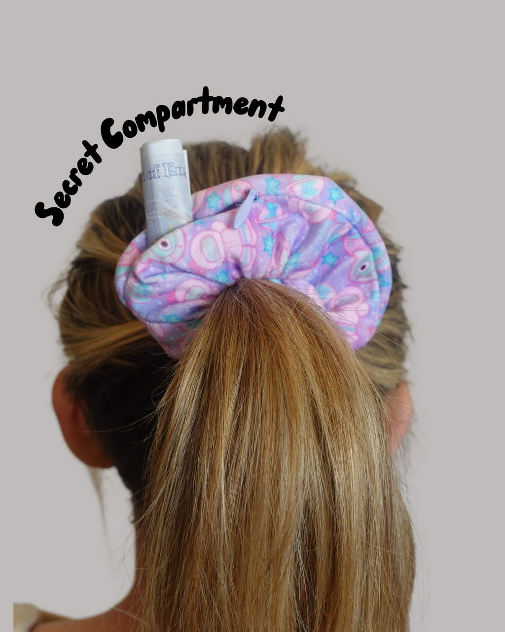Safety Zip Scrunchie - Perfect for storing house key, medication, money, locker key....