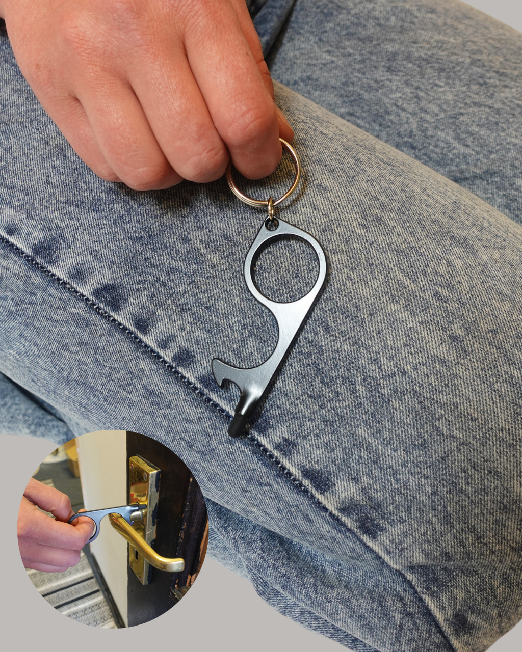 Black 3-in-1 No touch Stylus, Door & Bottle Opener