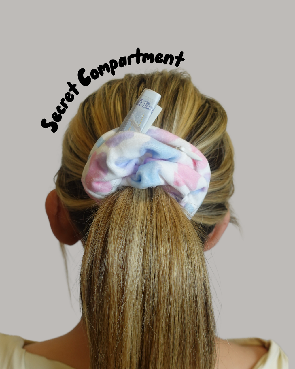 Safety Zip Scrunchie - Perfect for storing house key, medication, money, locker key....