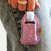 Patterned Keyring clip on pouch & sanitiser bottle/Farbgel case