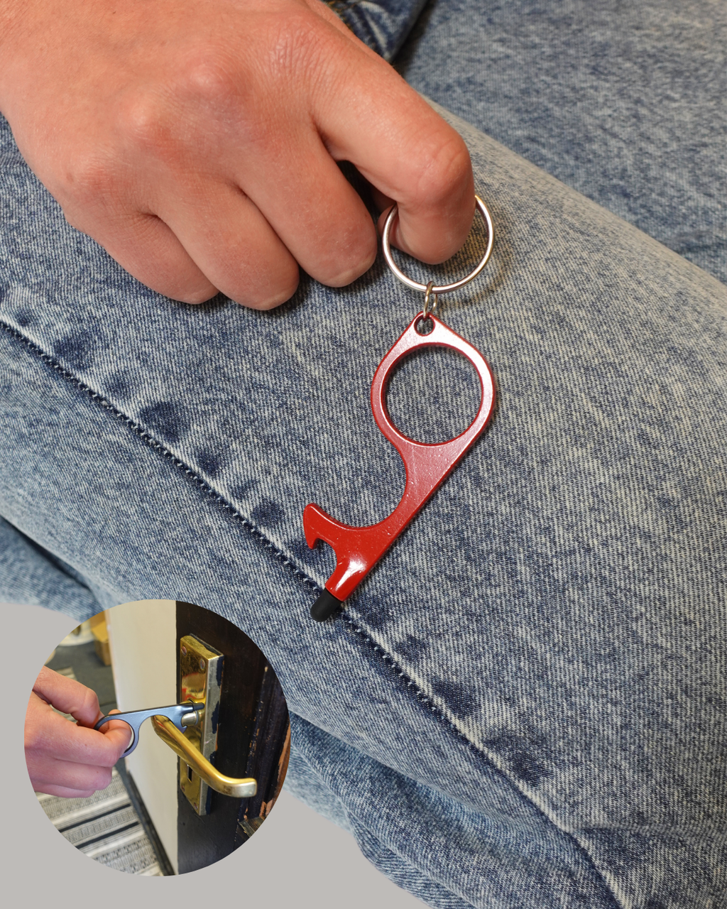 Black 3-in-1 No touch Stylus, Door & Bottle Opener