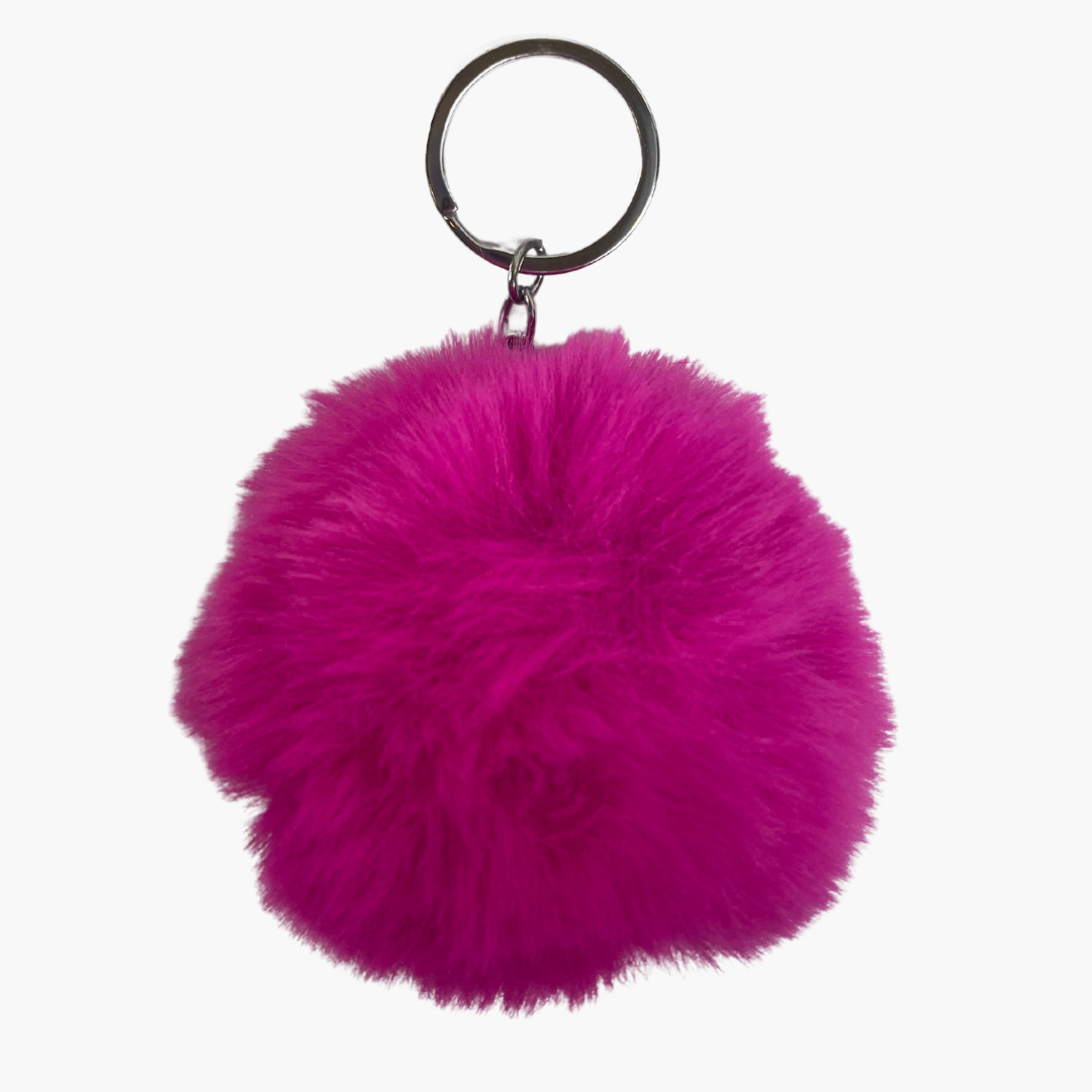 Fluffy faux pom pom keyring