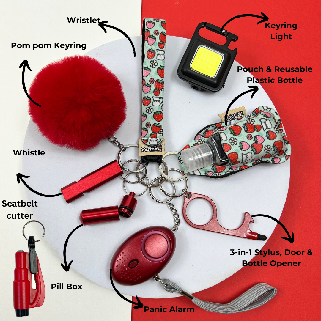 Strawberry Dream All Glam 10 piece UK Legal Safety Keychain Set