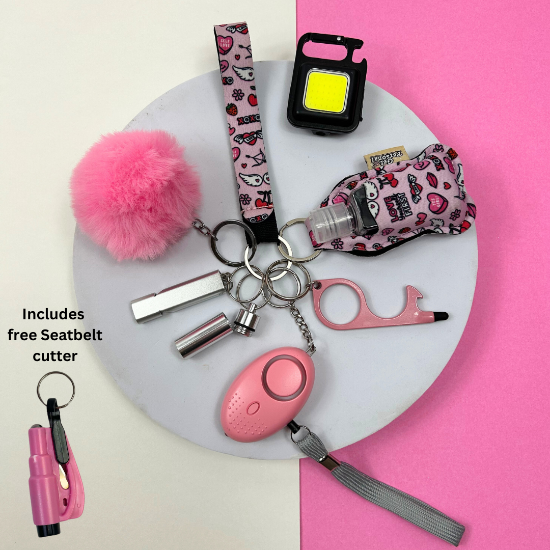 Self love All Glam 10 piece UK Legal Safety Keychain Set