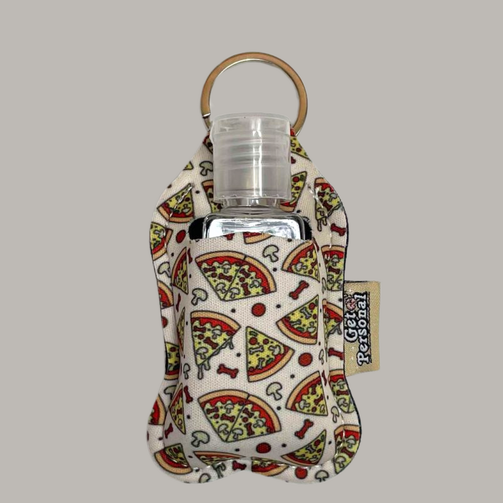 Patterned Keyring clip on pouch & sanitiser bottle/Farbgel case