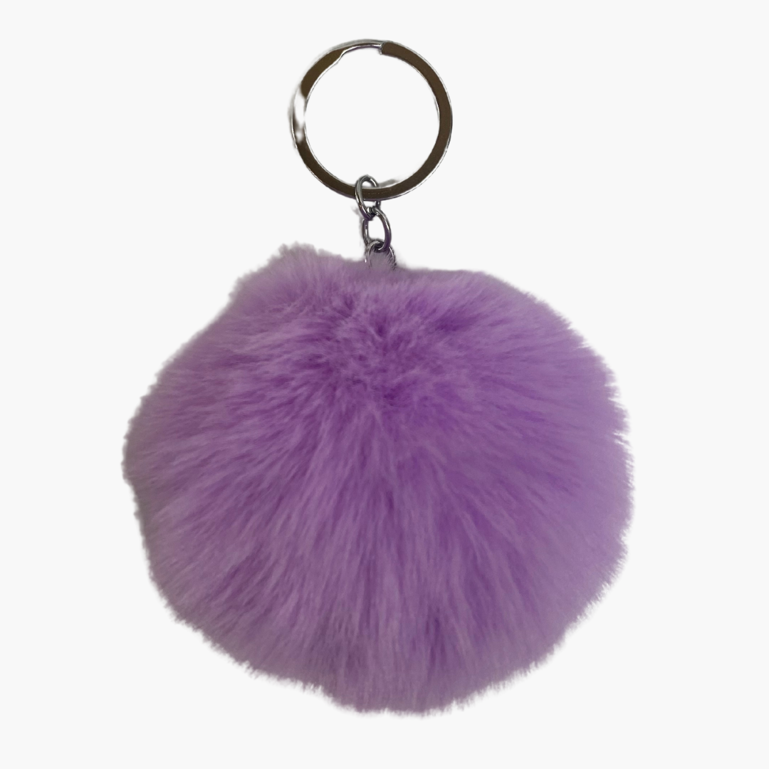 Fluffy faux pom pom keyring