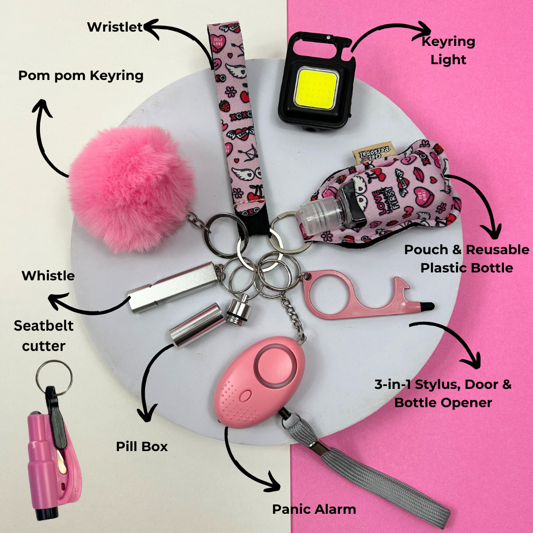 Self love All Glam 10 piece UK Legal Safety Keychain Set