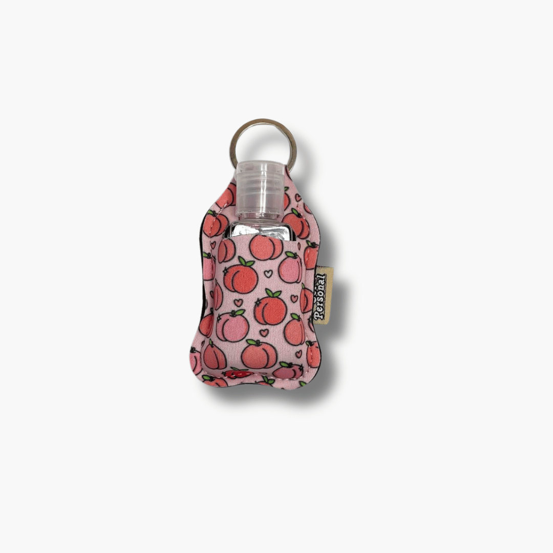 Patterned Keyring clip on pouch & sanitiser bottle/Farbgel case