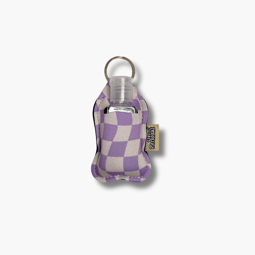 Patterned Keyring clip on pouch & sanitiser bottle/Farbgel case