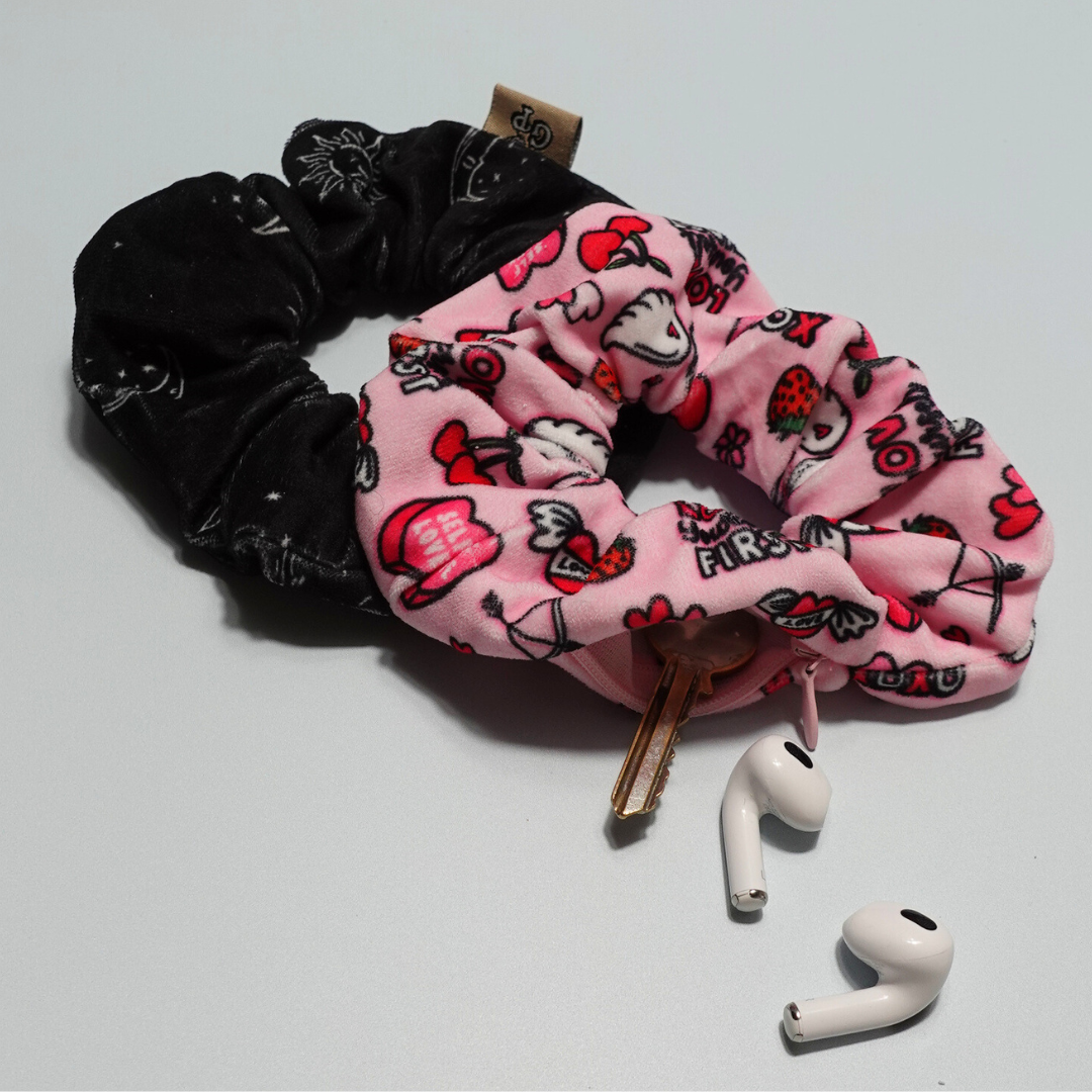 Safety Zip Scrunchie - Perfect for storing house key, medication, money, locker key....