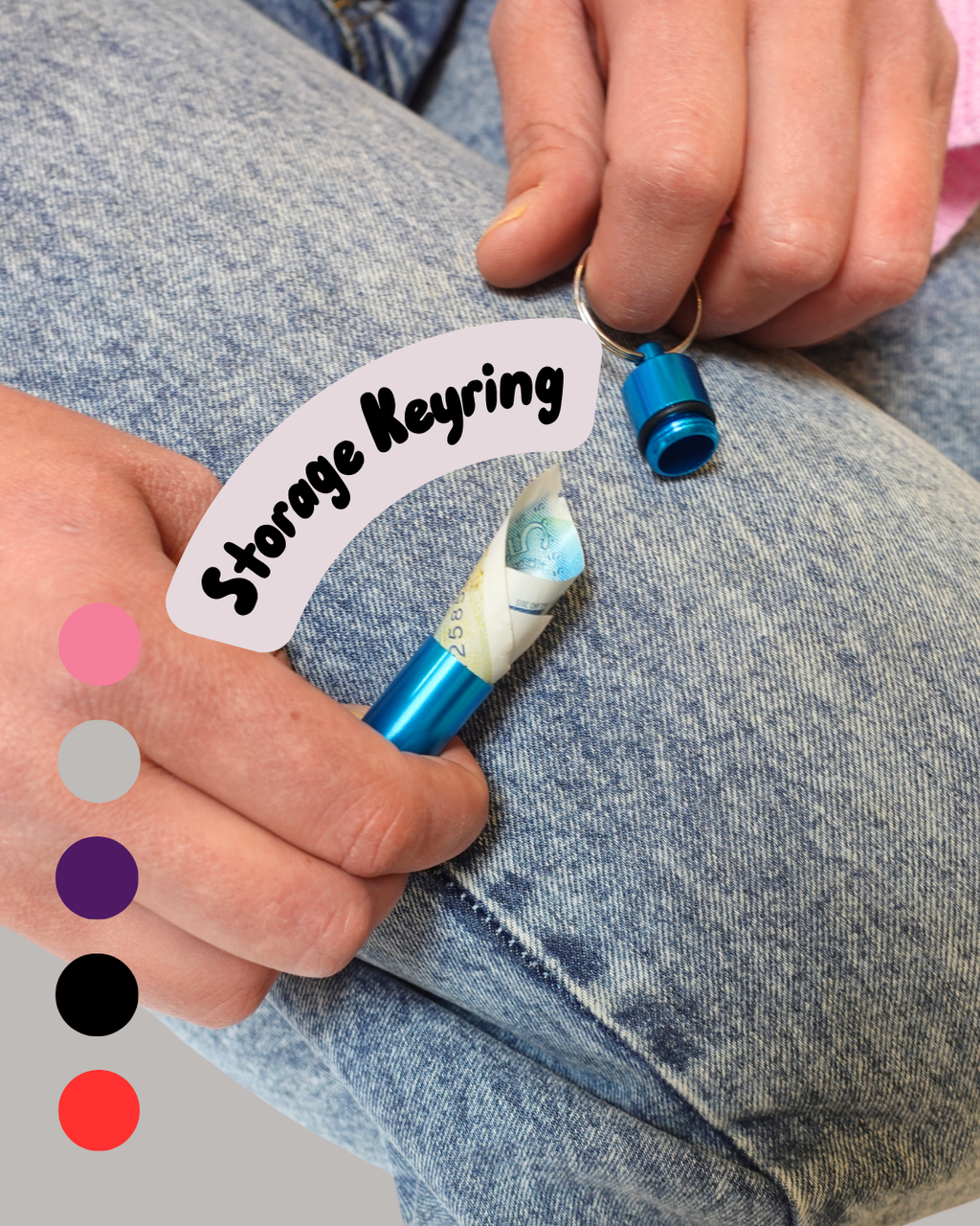 Keyring Pill Box Aluminium Secret Travel Pill Box