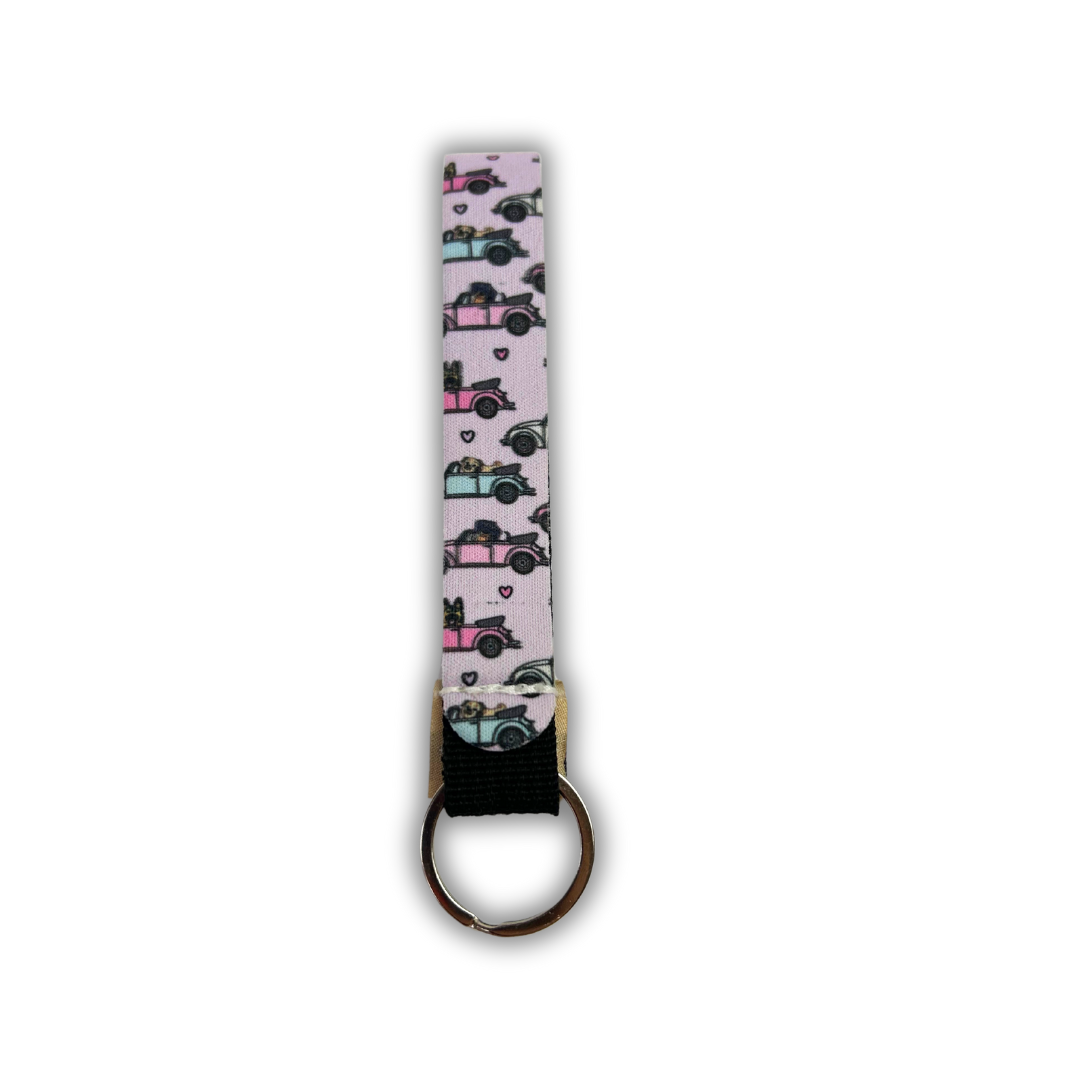 Patterned Cotton Keyring Wristlet