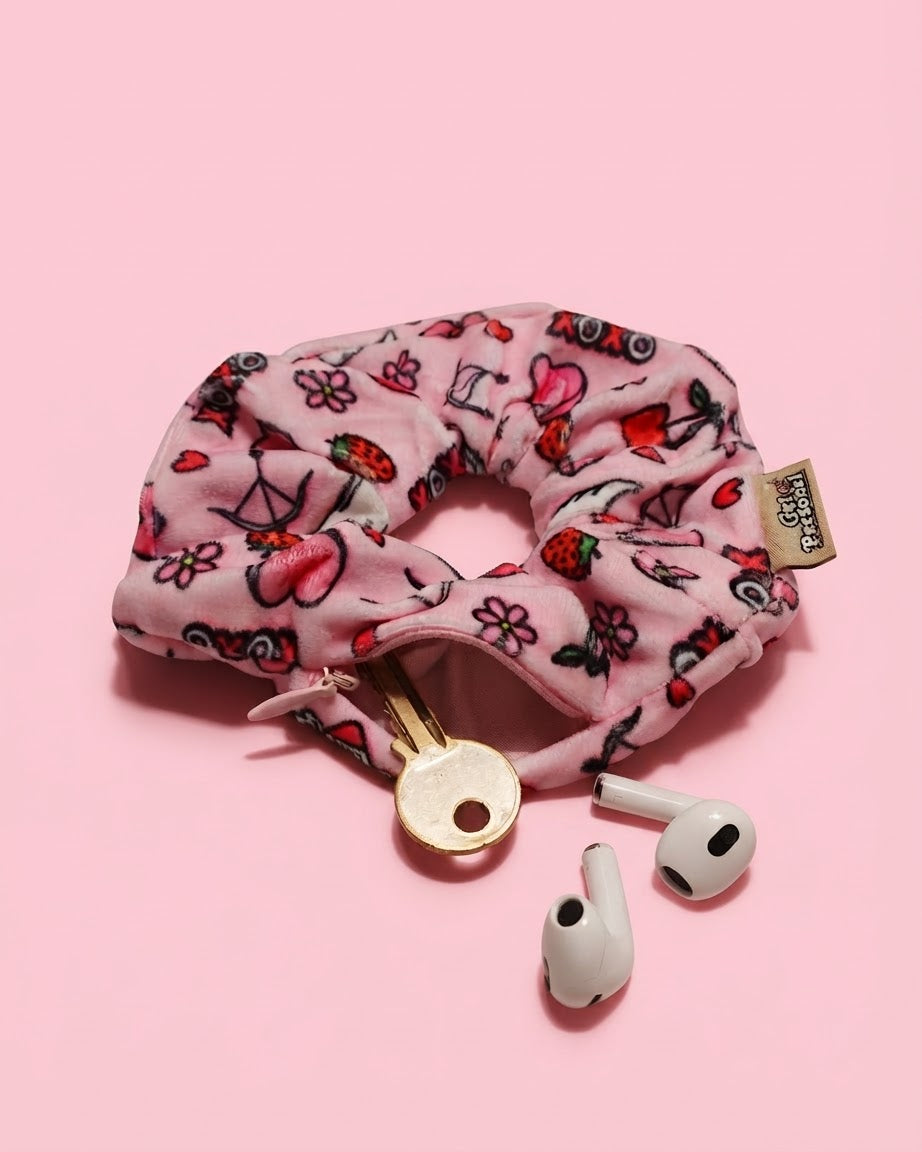 Safety Zip Scrunchie - Perfect for storing house key, medication, money, locker key....