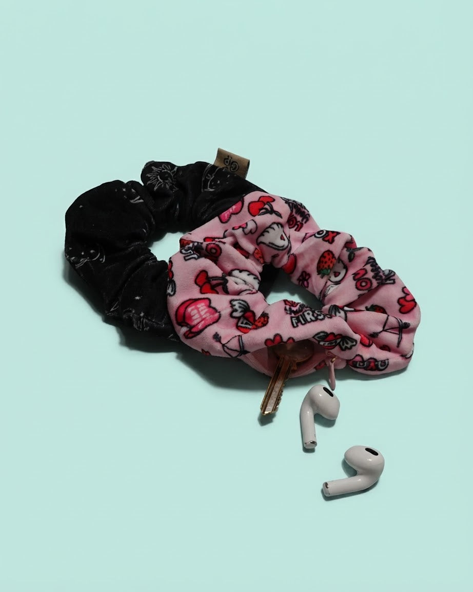 Safety Zip Scrunchie - Perfect for storing house key, medication, money, locker key....