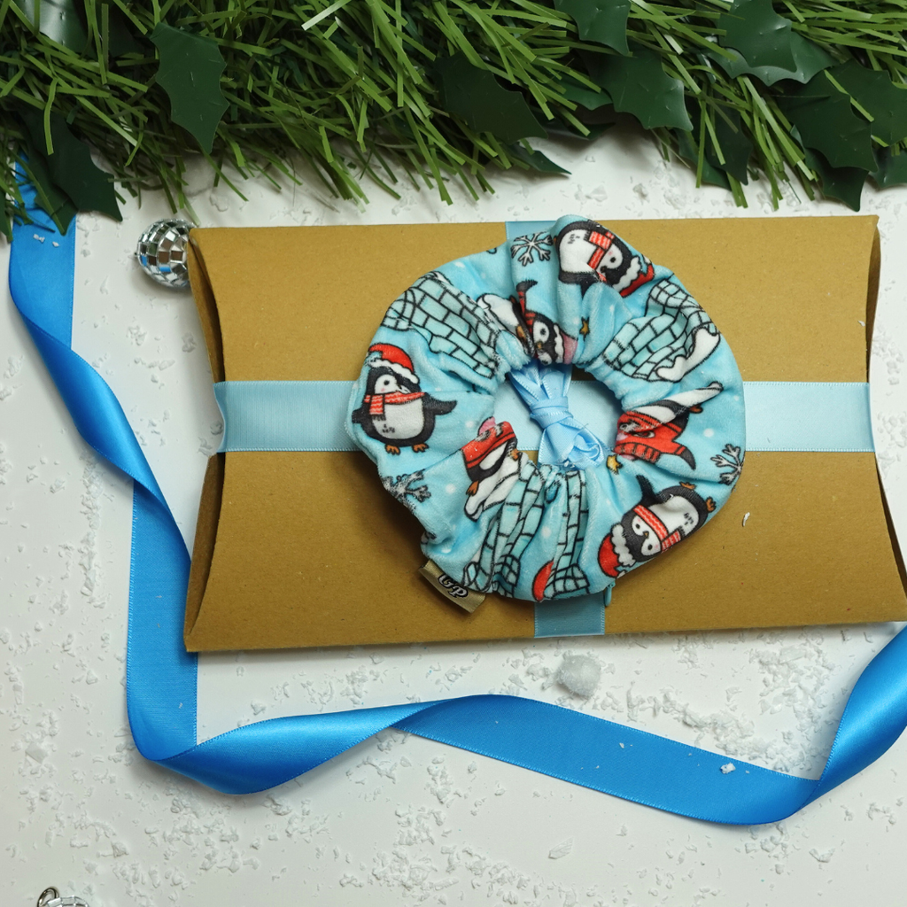 Winter Waddle Safety Zip Scrunchie